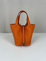 Sac Hermès Picotin Lock 18 en cuir taurillon Clémence orange - Photo 1