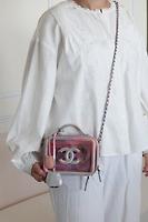 Sac bandoulière Vanity Chanel PVC et cuir rose - Photo 2