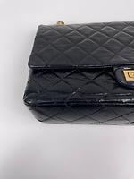 Sac Chanel 2.55 Jumbo en cuir noir bijouterie doré - Photo 10