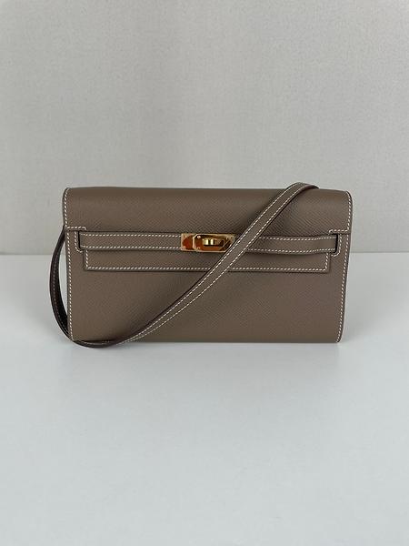 Kelly to go en cuir Epsom étoupe