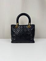 Sac à main Lady Dior medium cuir noir vintage - Photo 4