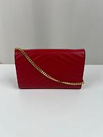Sac bandoulière Saint Laurent Cassandre en cuir grainé rouge - Photo 4