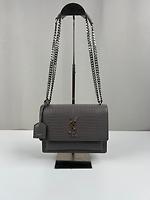 Sac Saint Laurent Sunset moyen en cuir gris embossé - Photo 1