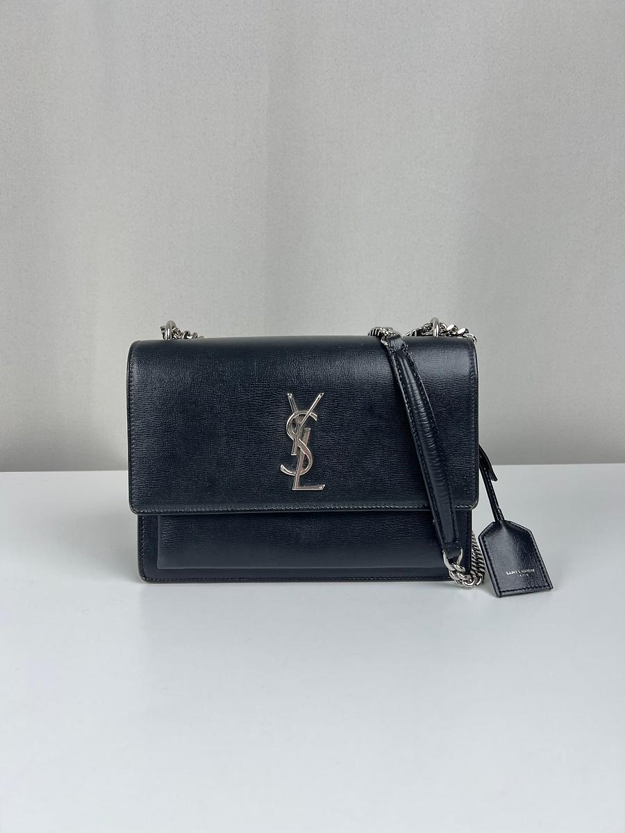 Sac bandoulière Saint Laurent Sunset cuir noir