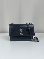 Sac bandoulière Saint Laurent Sunset cuir noir - Photo 1