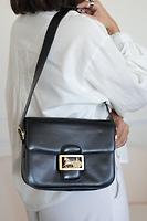 Sac Céline triomphe calèche en cuir noir vintage - Photo 2