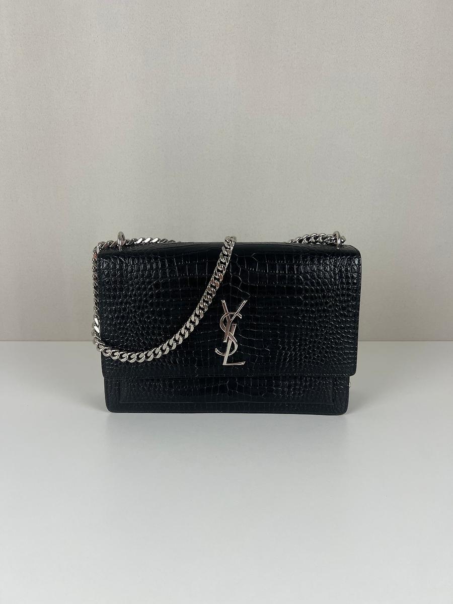 Sac Saint Laurent Sunset Medium Noir cuir embossé