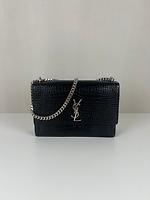 Sac Saint Laurent Sunset Medium Noir cuir embossé - Photo 1