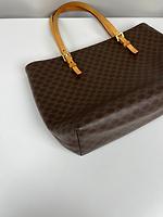 Petit sac cabas Céline en toile marron macadam - Photo 8