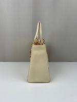 Sac Lady Dior taille medium cuir verni beige vintage - Photo 6