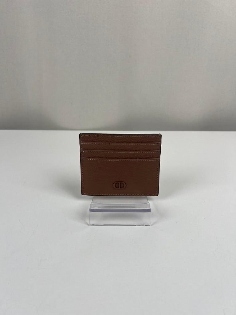 Porte-cartes Dior en cuir grainé marron