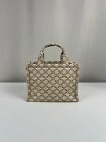 Petit cabas Céline Triomphe tissu marron avec bandoulière - Photo 6