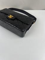 *RARE* Sac Chanel double rabats en cuir noir - Photo 8