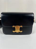 Sac bandoulière Céline Triomphe teen en cuir noir - Photo 5