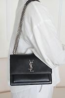 Sac bandoulière Saint Laurent Sunset cuir noir - Photo 2