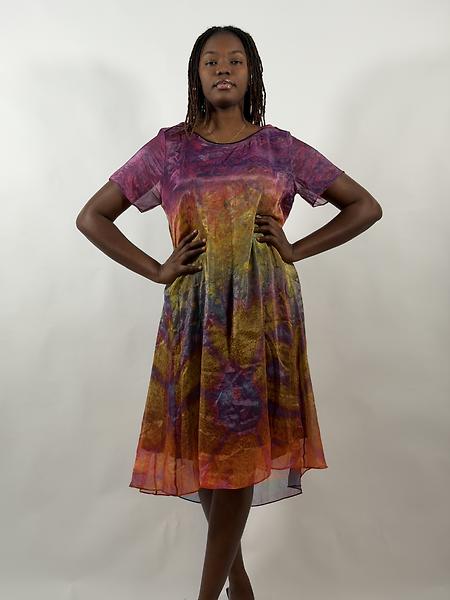 Robe en soie colorée