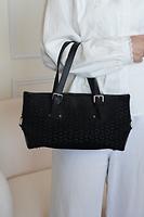 Sac Mini Cabas Céline en nubuck et cuir noir - Photo 2