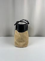 Sac cabas Saint Laurent en raphia et cuir noir - Photo 8