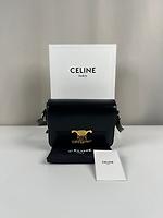 Sac bandoulière Céline Triomphe teen en cuir noir - Photo 3