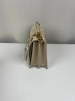 Sac bandoulière Saint Laurent Sunset medium en daim et cuir beige - Photo 8