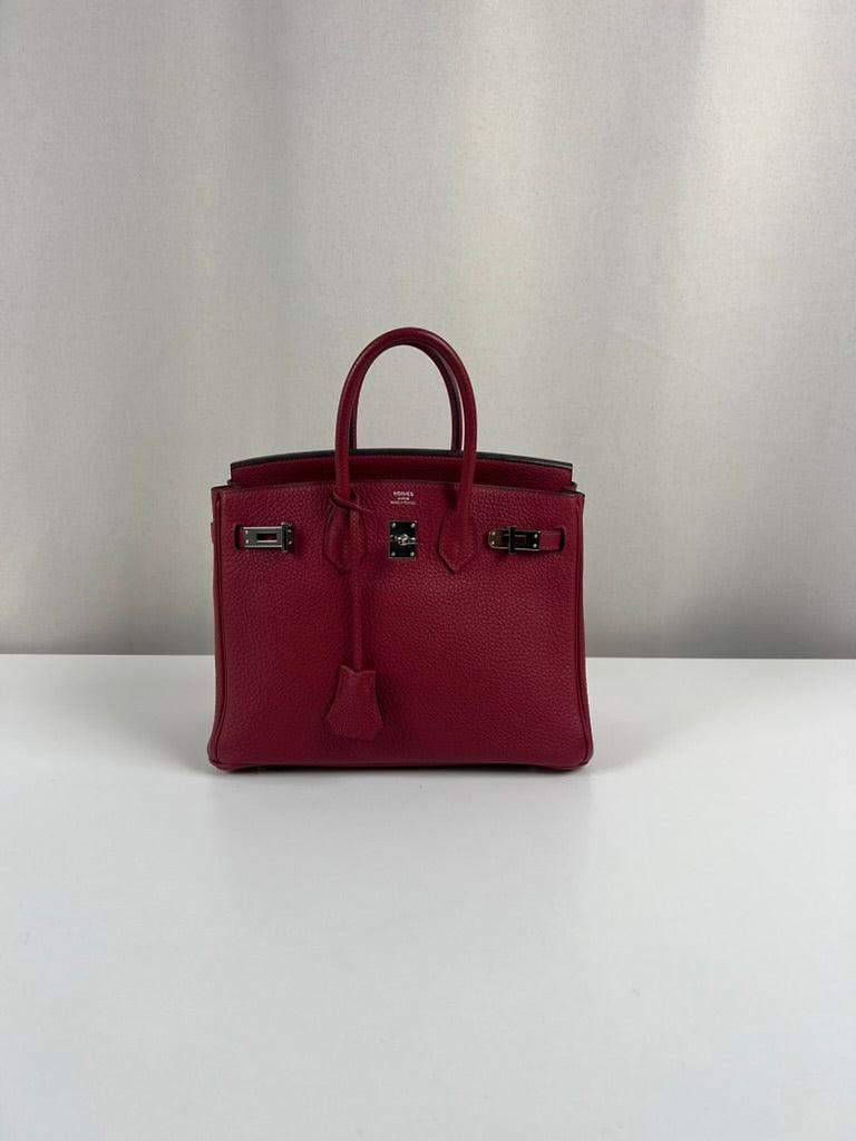 Sac Hermès Birkin 25 cuir Togo rouge grenat palladium